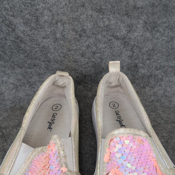 Cat & Jack Shoes Kids 2 Sneakers Slip On Casual Trainers Sequin Embellished Pink - Picture 3 of 11